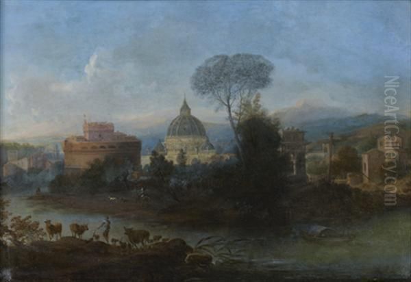 Vue De Rome Avec Le Chateau Saint Ange Et La Basilique Saint
Pierre Oil Painting by Hendrik Frans van Lint (Studio Lo)