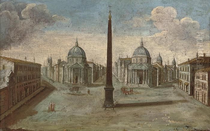 The Piazza Del Popolo, Rome Oil Painting by Hendrik Frans van Lint (Studio Lo)