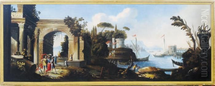 Coastal Landscape With Architectural Ruins Oil Painting by Hendrik Frans van Lint (Studio Lo)