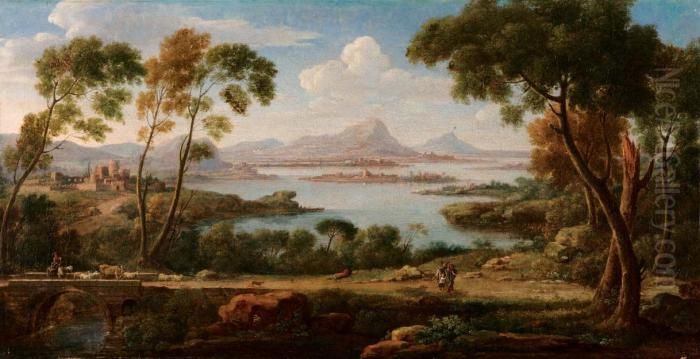 Paesaggio Lacustre Oil Painting by Hendrik Frans van Lint (Studio Lo)
