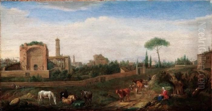 Veduta Del Tempio Di Venere A Roma Oil Painting by Hendrik Frans van Lint (Studio Lo)