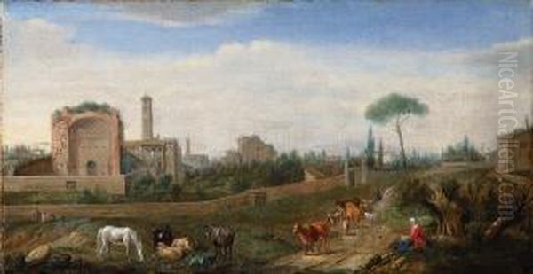 Veduta Del Tempio Di Venere E Roma Oil Painting by Hendrik Frans van Lint (Studio Lo)