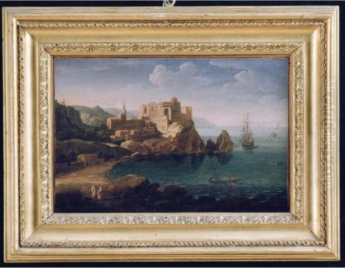 Paese Sulla Costa Mediterranea Oil Painting by Hendrik Frans van Lint (Studio Lo)