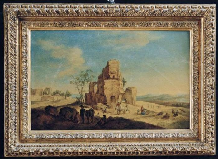 Paesaggi Con Rovine Romane, Pastori, Armenti E Viandanti Oil Painting by Hendrik Frans van Lint (Studio Lo)