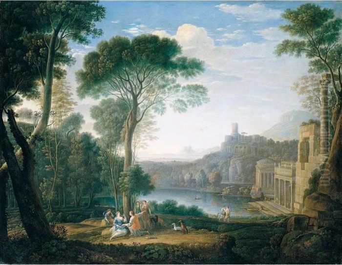 A Classical Landscape With The Nymph Egeria Mourning For Numa Oil Painting by Hendrik Frans van Lint (Studio Lo)