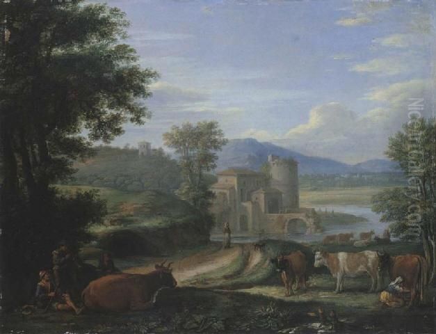 River Landscape Oil Painting by Hendrik Frans van Lint (Studio Lo)