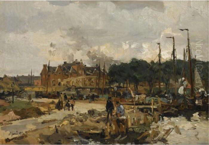 A View Of Amsterdam Oil Painting by Johann Hendrik Van Mastenbroek