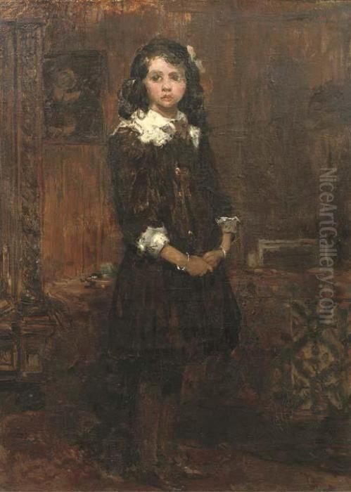 Nora: Portrait Of The Artist's Daughter Oil Painting by Johann Hendrik Van Mastenbroek