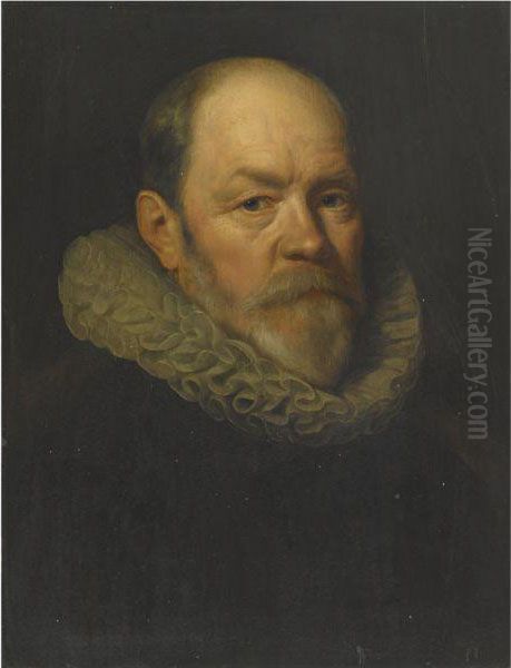 Portrait Of Paulus Van Beresteyn
 (1548-1628), Mayor Of Delft, Halflength, Wearing A Black Shirt And 
White Ruff Oil Painting by Michiel Jansz. Van Miereveldt