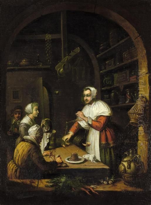Die Gewurzhandlerin Oil Painting by Willem Van Mieris Leiden