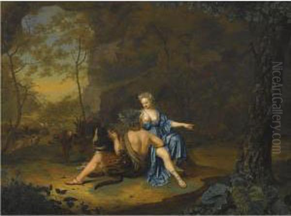 Bacchus And Ariadne Oil Painting by Willem Van Mieris Leiden