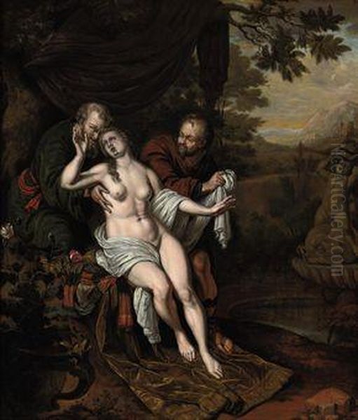 Susannah And The Elders Oil Painting by Willem Van Mieris Leiden