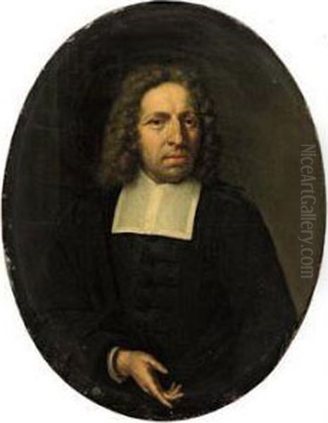 Portrait Of A Gentleman, Half-length, In A Black Costume With Awhite Collar Oil Painting by Willem Van Mieris Leiden