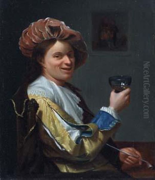 Seated Gentleman With Wine Glass Oil Painting by Willem Van Mieris Leiden