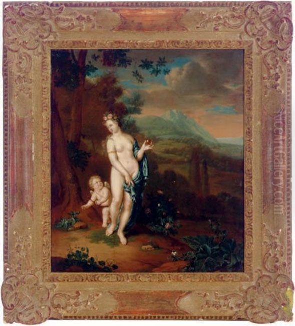 Cupid And Venus In A Landscape Oil Painting by Willem Van Mieris Leiden