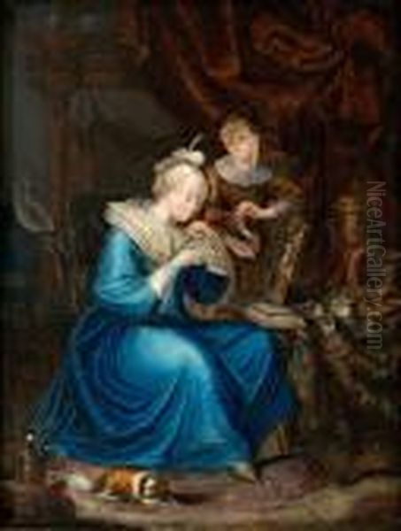 Hans Krets Vid Toilettespegeln Oil Painting by Willem Van Mieris Leiden