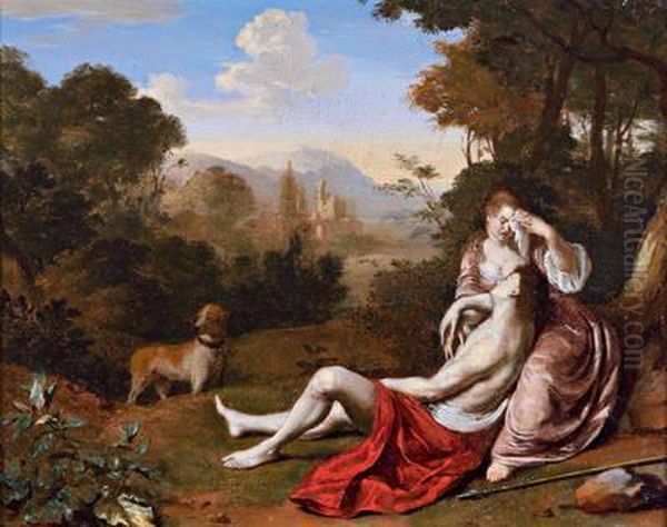 Venere E Adone Oil Painting by Willem Van Mieris Leiden