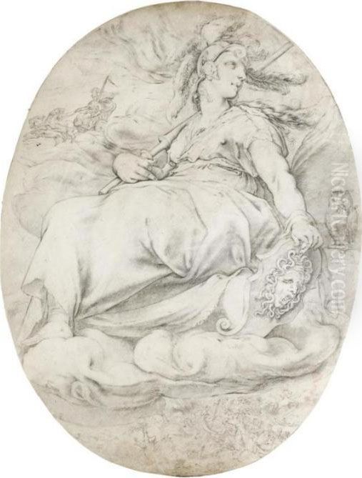 Minerva, After Goltzius Oil Painting by Willem Van Mieris Leiden