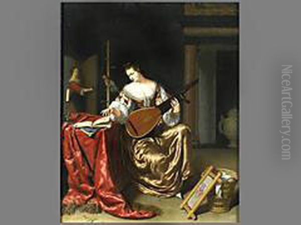 Junge Lautenspielerin Oil Painting by Willem Van Mieris Leiden