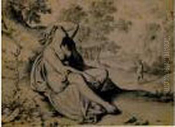 Plume, Encre Noire Et Lavis Gris
 Sur Trait De Crayon Signe Et Date En Bas A Droite : W. Van Mieris 1690 Oil Painting by Willem Van Mieris Leiden