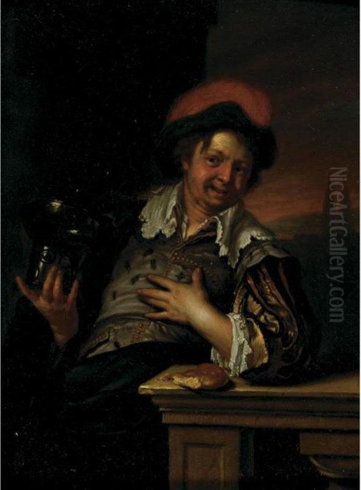 A Man Holding A Large Roemer Oil Painting by Willem Van Mieris Leiden