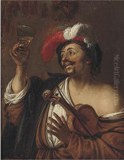 A Drinker Oil Painting by Willem Van Mieris Leiden
