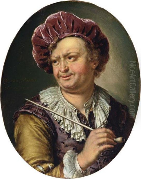 A Man Holding A Pipe Oil Painting by Willem Van Mieris Leiden