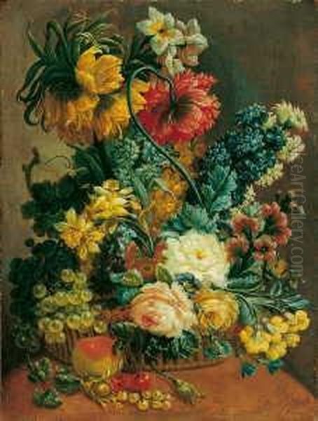 Os, Jan Van (1744-1808 Den 
Haag), Umkreis Blumenstilleben. Ol Auf Leinwand. H 53; B 39 Cm. Oil Painting by Jan van Os