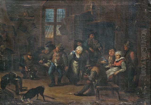 Bauerntanz Im Wirtshaus Oil Painting by Adriaen Jansz. Van Ostade