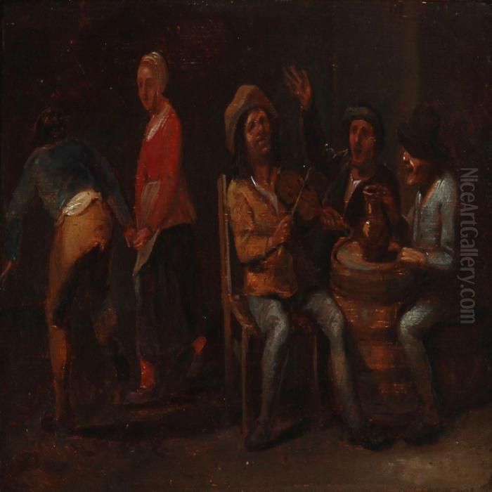 Inn Scene Oil Painting by Adriaen Jansz. Van Ostade