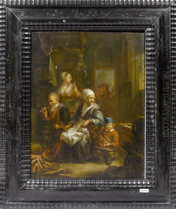 Scene D'interieur Oil Painting by Adriaen Jansz. Van Ostade