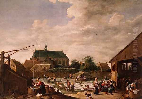 The Bleaching Ground, c.1645 Oil Painting by David The Younger Teniers