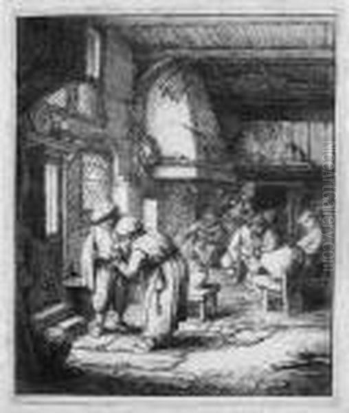 Der Bauer, Der Seine Zeche Bezahlt Oil Painting by Adriaen Jansz. Van Ostade