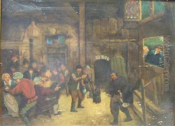 Scene D'auberge Oil Painting by Adriaen Jansz. Van Ostade