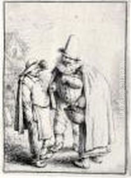 Three Grotesque Figures Oil Painting by Adriaen Jansz. Van Ostade