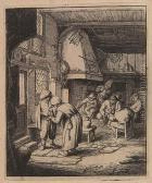 Two Etchings.
The Pig Killers Oil Painting by Adriaen Jansz. Van Ostade