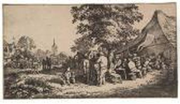 Two Etchings.
The Dance Under The Trellis Oil Painting by Adriaen Jansz. Van Ostade