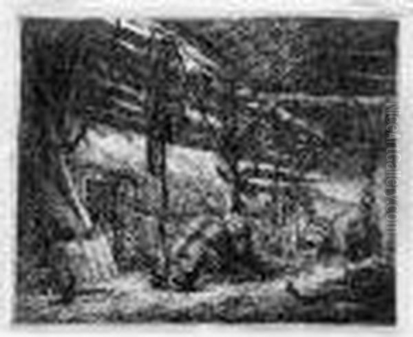 La Grange. 1647 Oil Painting by Adriaen Jansz. Van Ostade