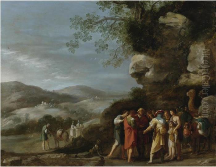 Joseph Sold Into Slavery Oil Painting by Cornelis Van Poelenburch