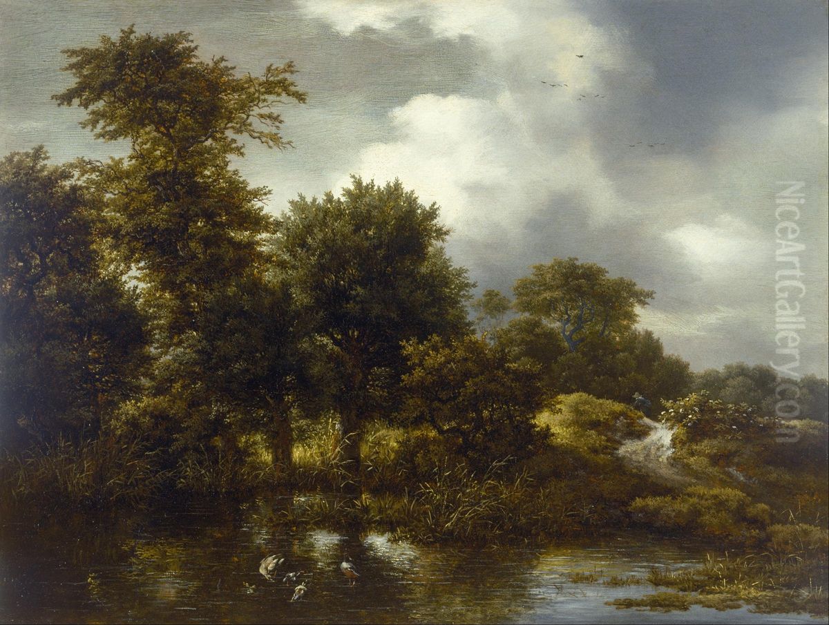 A Wooded Landscape With A Pond Oil Painting by Jacob Van Ruisdael