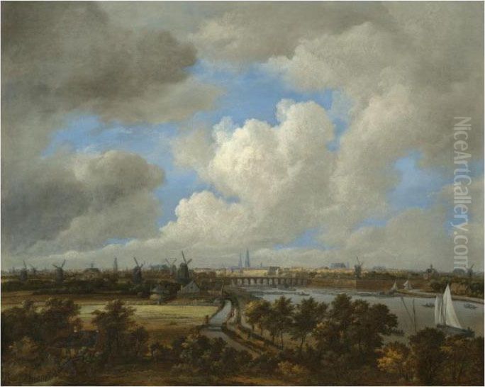 Amsterdam: A Distant View From 
The South Along The West Bank Of The River Amstel Towards The City Oil Painting by Jacob Van Ruisdael