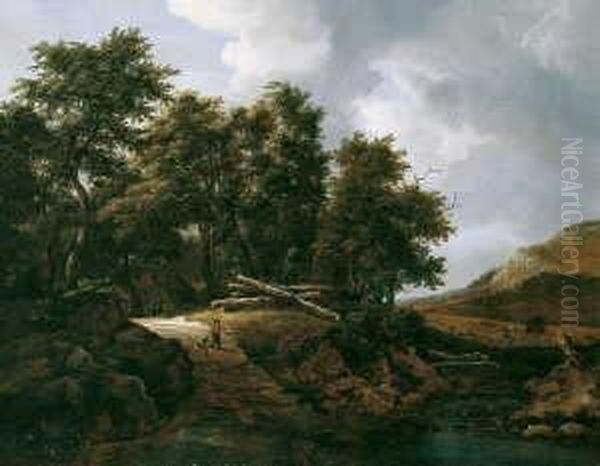 Waldige Landschaft (entrance To A
 Wood).

 Monogrammiert Unten Rechts.

 Ol Auf Leinwand Oil Painting by Jacob Van Ruisdael