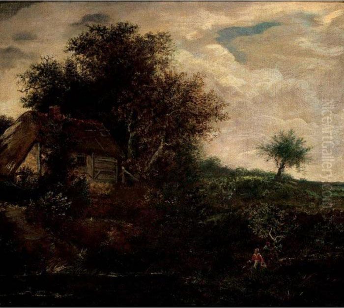 A Wooded Landscape With A Farmhouse Oil Painting by Jacob Van Ruisdael