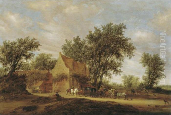 Sold By The J. Paul Getty Museum To Benefit Future Painting Acquisitions
 

 
 
 

 
 Travellers Halting Before An Inn Oil Painting by Salomon van Ruysdael