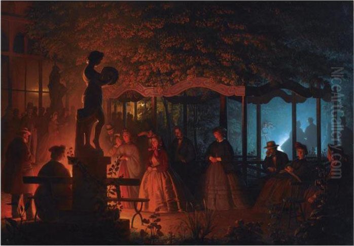 The 'feux De Bengale' Night In Vaux-hall Park, Brussels Oil Painting by Petrus van Schendel