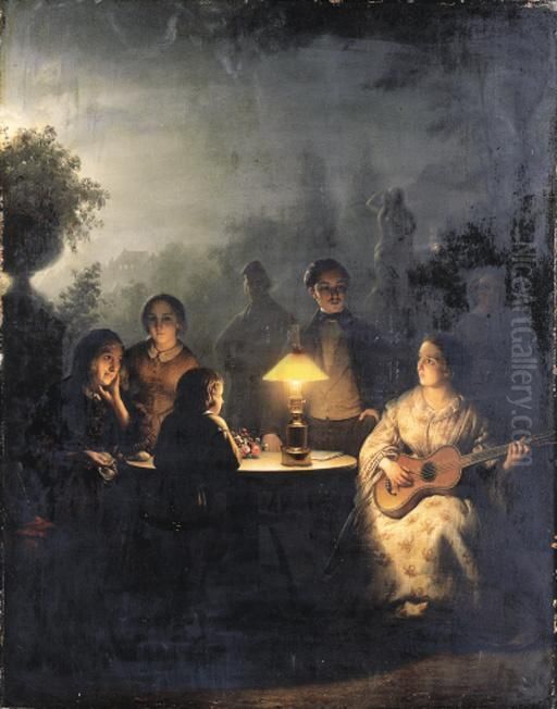 The Evening Serenade
Oil On Panel Oil Painting by Petrus van Schendel