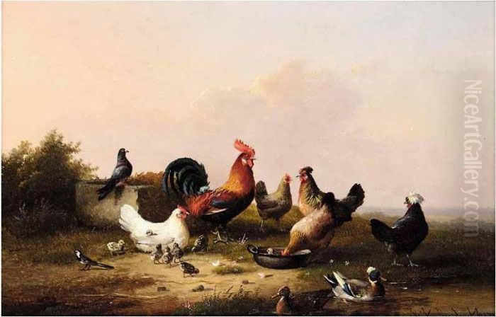 Feeding Time Oil Painting by Franz van Severdonck