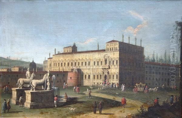 The Piazza Quirinalli, 
Rome Oil Painting by (circle of) Wittel, Gaspar van (Vanvitelli)