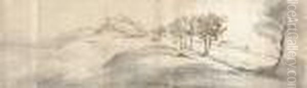 Vue De La Campagne Romaine, Pres Du Castel Gandolfo Oil Painting by (circle of) Wittel, Gaspar van (Vanvitelli)