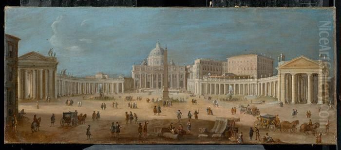 View Of St Peter's Square In Rome. Oil Painting by (circle of) Wittel, Gaspar van (Vanvitelli)